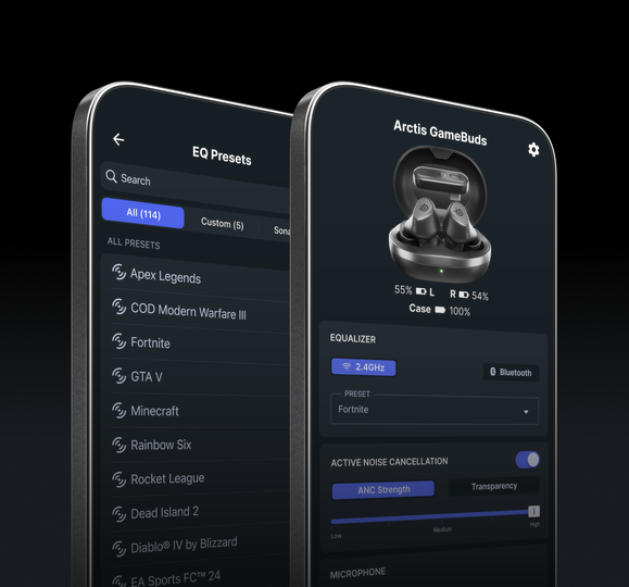Two smartphone screens presenting settings from Companion App.