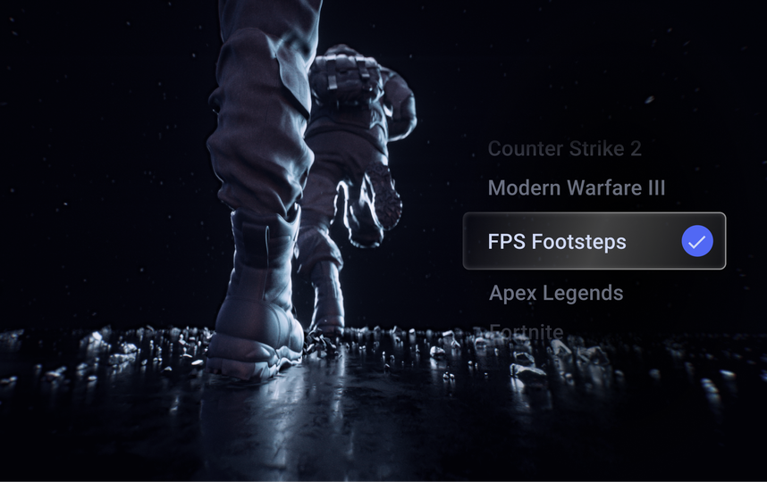 An image showing a frame from a game where the application allows for the adjustment of sound profiles.